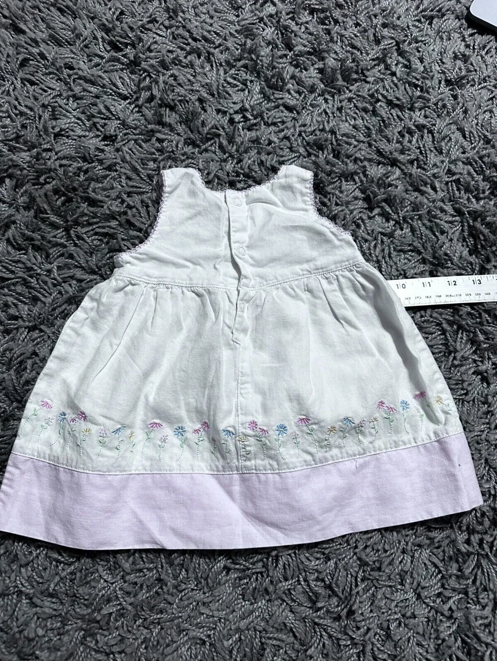 Vintage Carters Baby Girl Sleeveless Dress 100% Cotton White Pink Size 6M